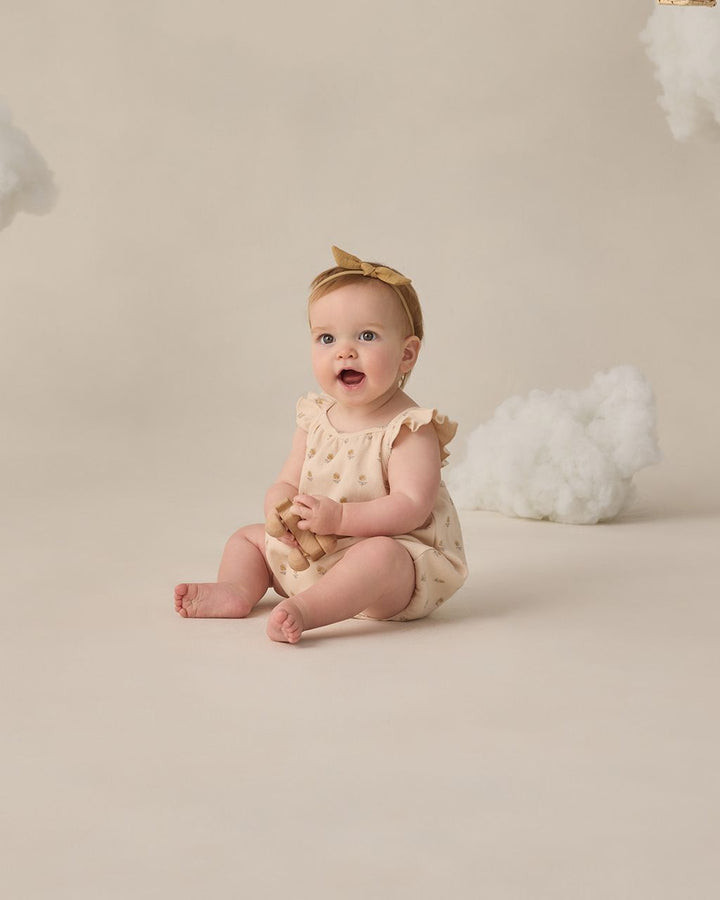 RIBBED RUFFLE ROMPER || BUTTERCUP