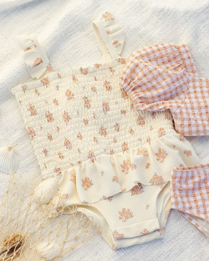 SMOCKED ONE-PIECE SWIMSUIT || GARDEN ROSE