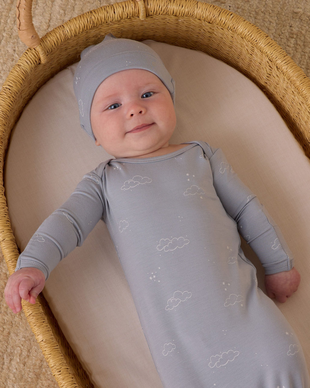 BAMBOO BABY GOWN + HAT SET || CLOUDS