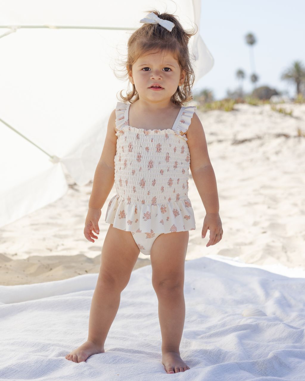 SMOCKED ONE-PIECE SWIMSUIT || GARDEN ROSE
