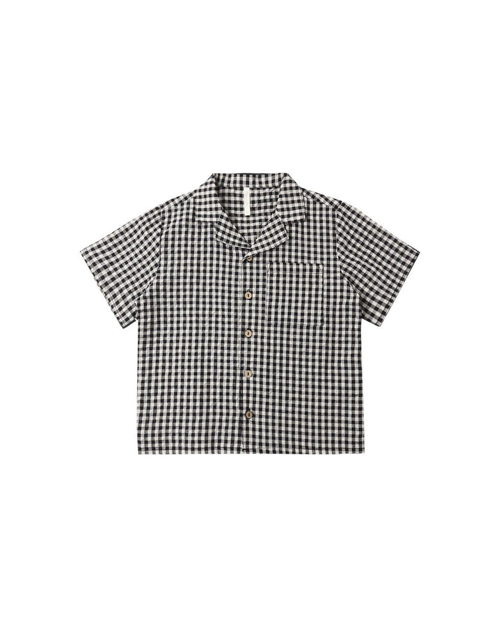 LAPEL COLLARED SHIRT || BLACK CHECK