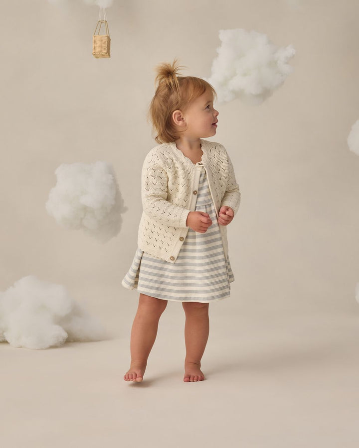 FLUTTER SLEEVE DRESS || SKY STRIPE