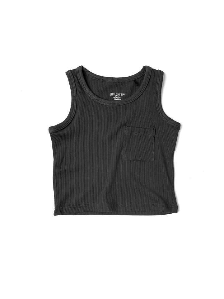 RIBBED TANK || CHARCOAL