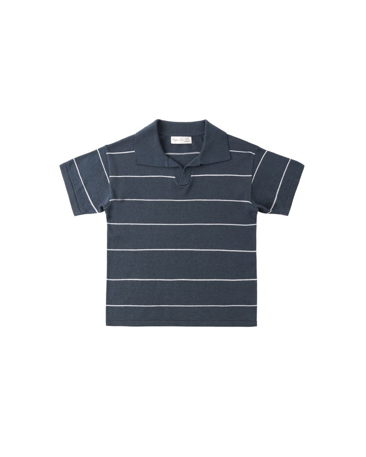 CHANDLER KNIT POLO || NAVY STRIPE