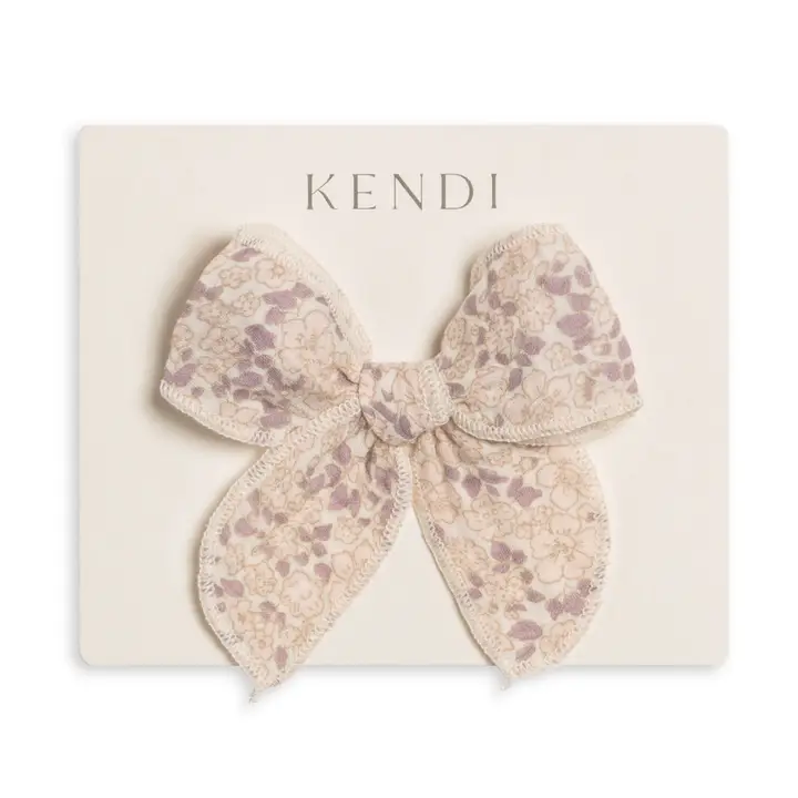 MUSLIN BOW CLIP || VIONNA FLORAL + SHELL + FOG