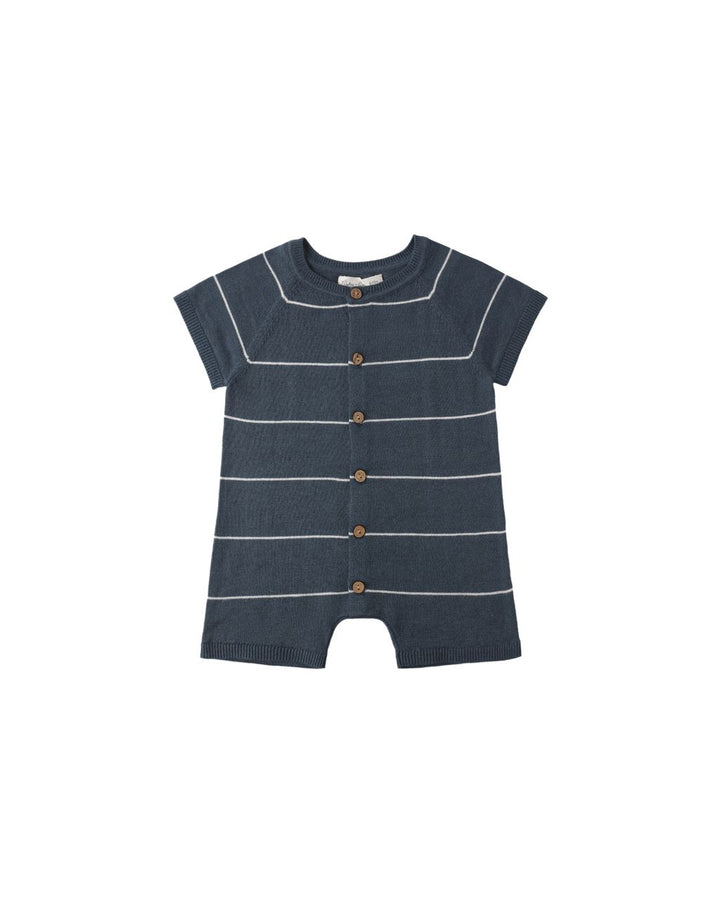 LIAM KNIT ROMPER || NAVY STRIPE