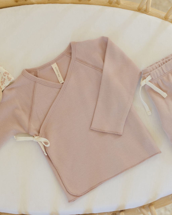 WRAP TOP + FOOTED PANT SET || ROSE