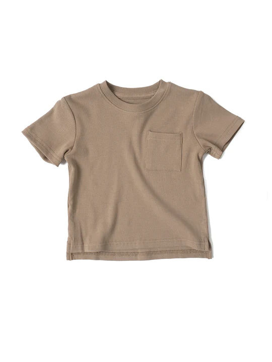 RIBBED TEE || TAUPE