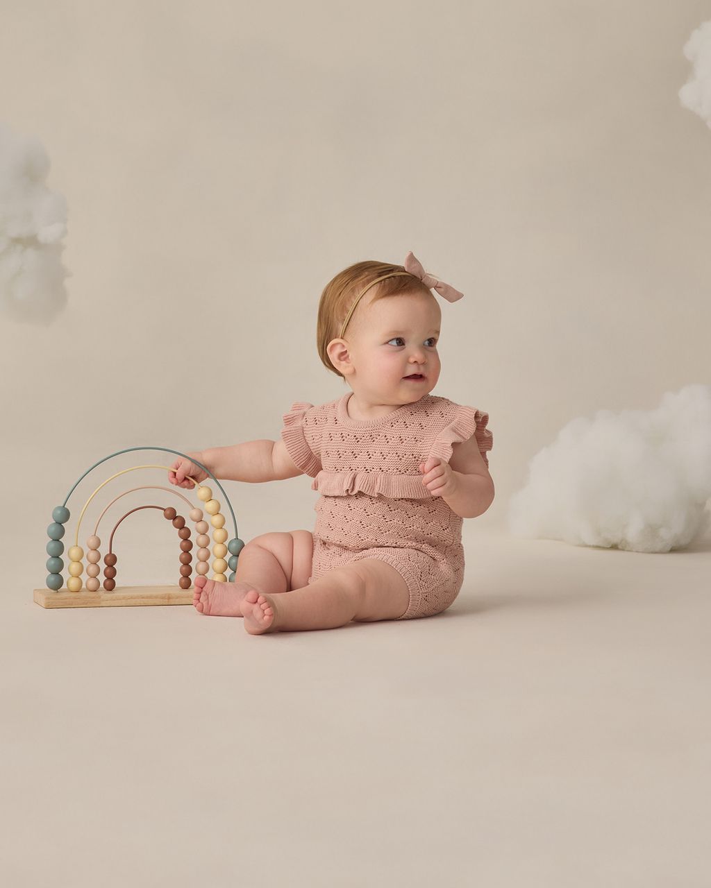 POINTELLE RUFFLE ROMPER || BLUSH