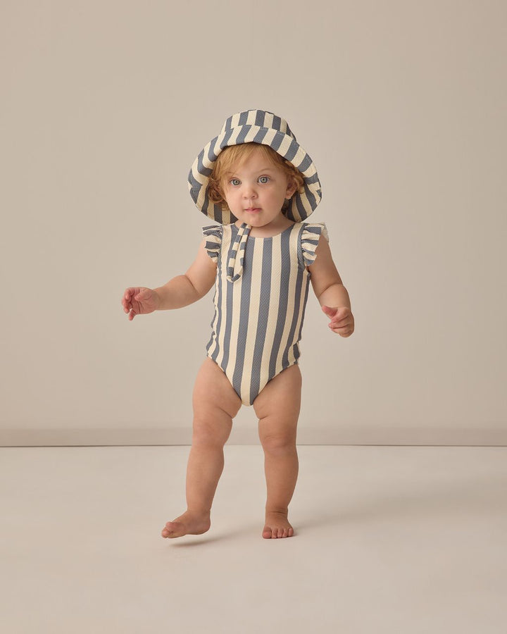 SCOOP BACK ONE-PIECE SWIMSUIT || RETRO OCEAN STRIPE