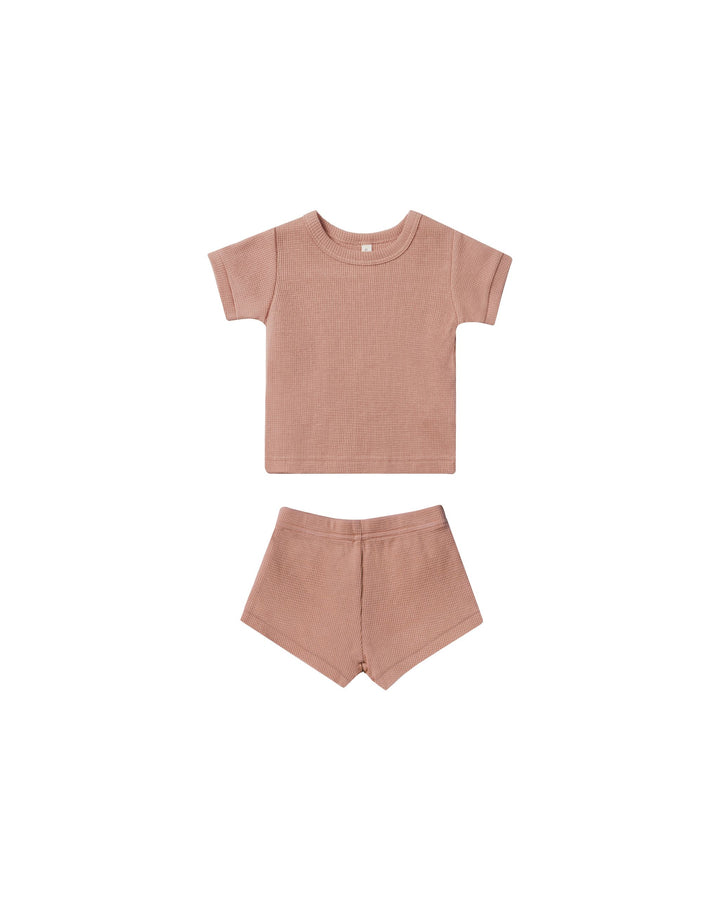 WAFFLE SHORTIE SET || ROSE