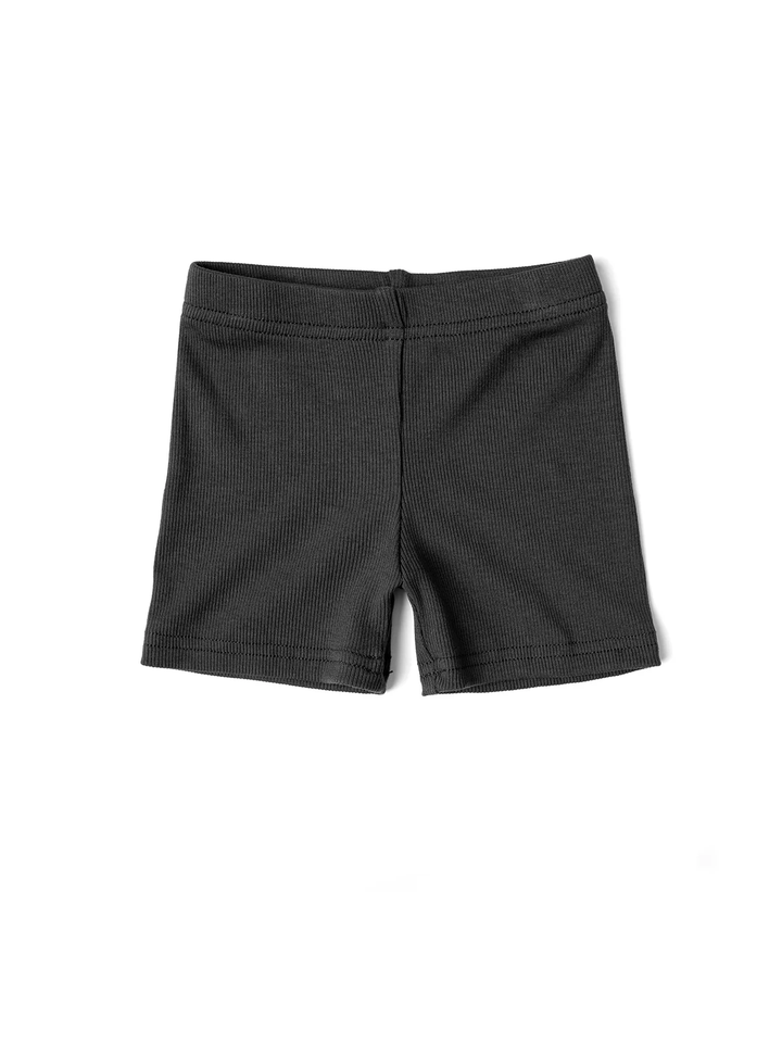 RIBBED BIKER SHORT || CHARCOAL