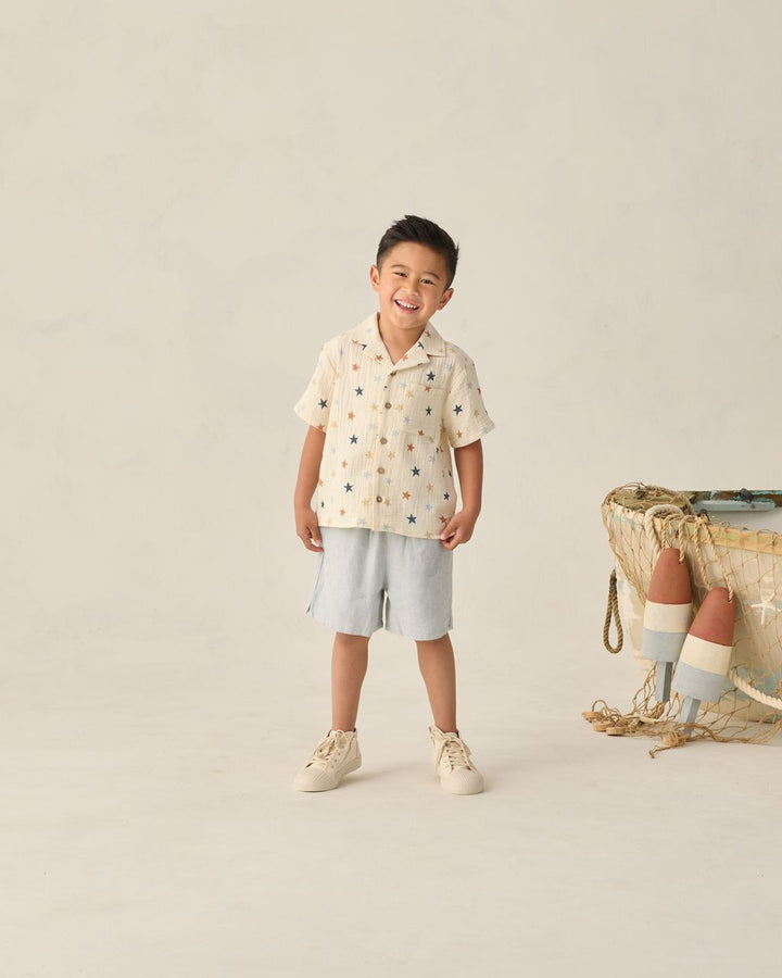 PERRY SHORT || HEATHERED LIGHT BLUE