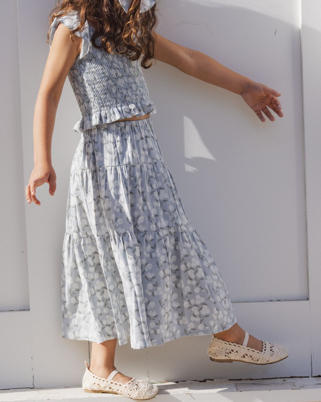 TIERED MIDI SKIRT || HYDRANGEA