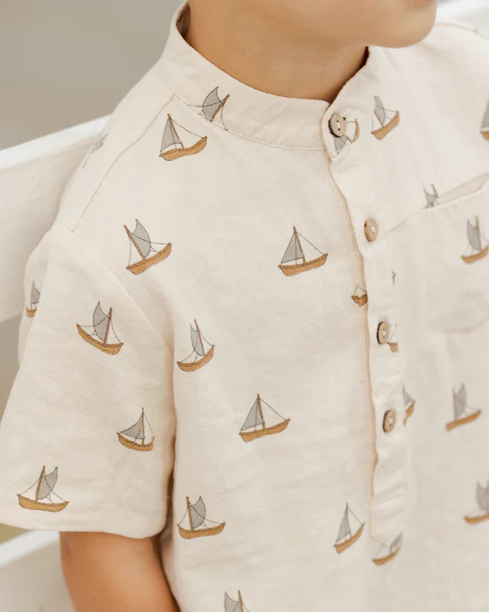 SHORT SLEEVE MASON SHIRT|| SAILBOATS