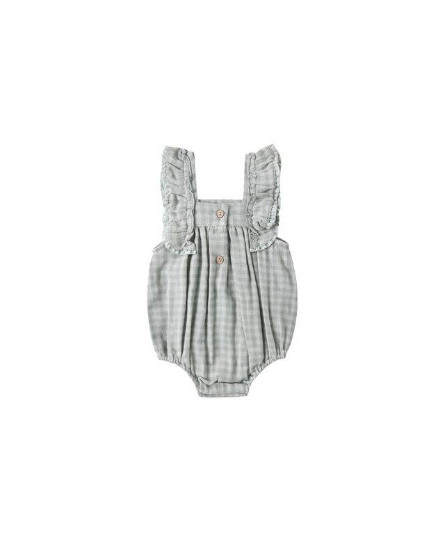 MAYA ROMPER || GREEN GINGHAM